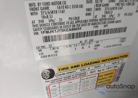 2019 Ford Expedition Max Xlt from USA, damaged, VIN 1FMJK1JT5KEA88655